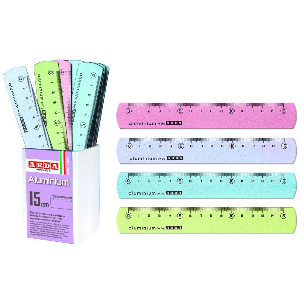 CUBILETE 24 REGLA 15 CM ALUMINIO COLORES PASTEL | 24 UNIDADES | (ARDA) Imagen principal del producto