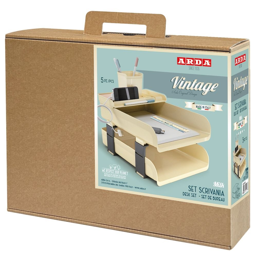 Set Escritorio 5 Piezas Vintage Milk Color Crema ARDA