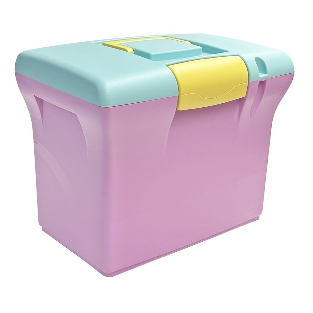 Cajón de plástico con tapadera y asa en tono pastel rosa Marca Arda Imagen principal del producto