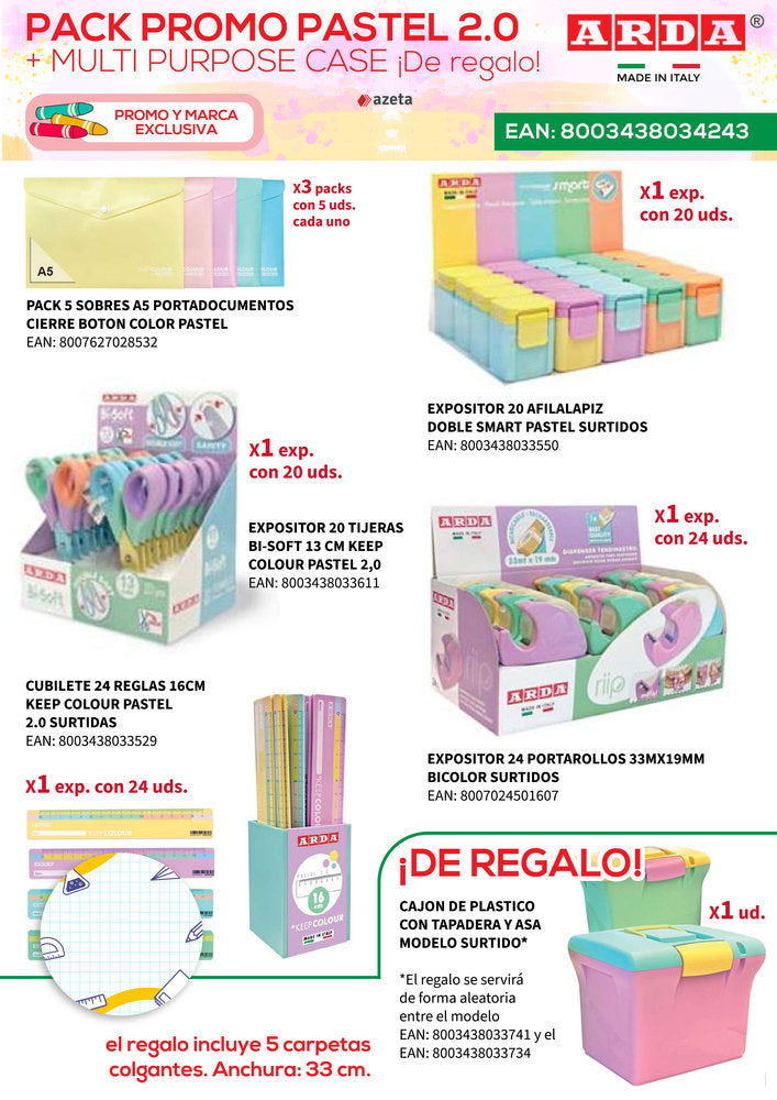 Lote escolar Pastel Arda y caja de regalo marca Arda Imagen principal del producto