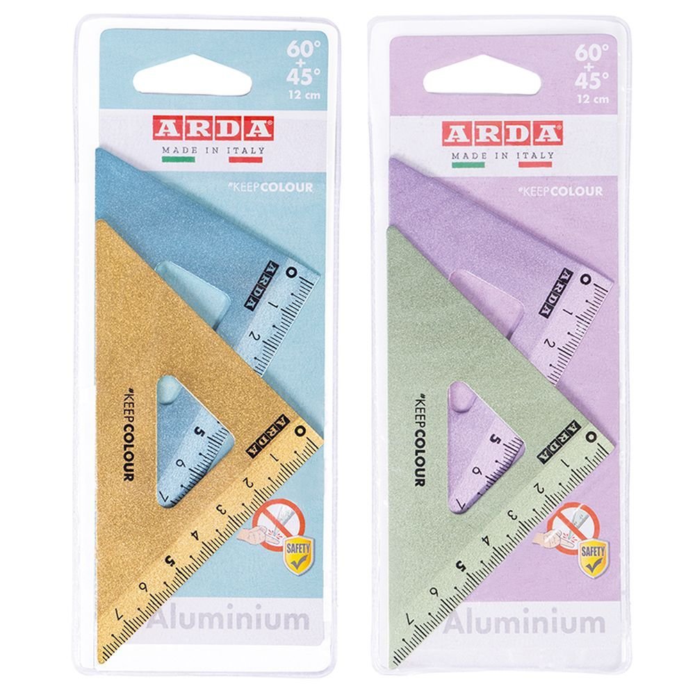 Set Dibujo Aluminio Keep Colour Escuadra + Cartabón 12 cm Marca Arda