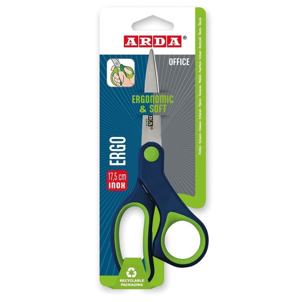 Tijera metálica ergonómica verde ARDA 17,5 cm Imagen principal del producto