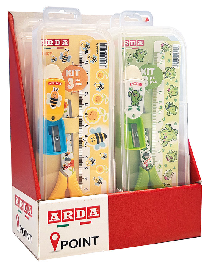 Set 3 Piezas Tijera 16 cm, Regla y Afilalápiz ARDA