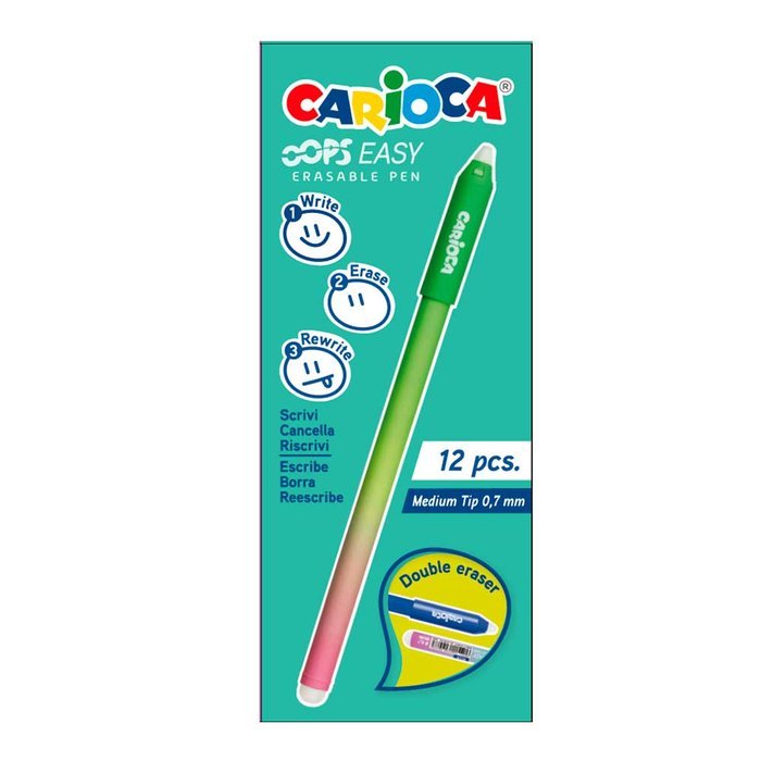 BOLIGRAFO BORRABLE CARIOCA OPPS EASY VERDE | 12 UNIDADES | (UNIVERSAL ESPAÑOLA S,A,) Imagen principal del producto