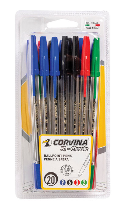 BOLIGRAFOS CORVINA 51 CLASSIC BLISTER 20 UDS COLORES SURTIDO | 1 UNIDADES | (UNIVERSAL ESPAÑOLA S,A,) Imagen principal del producto