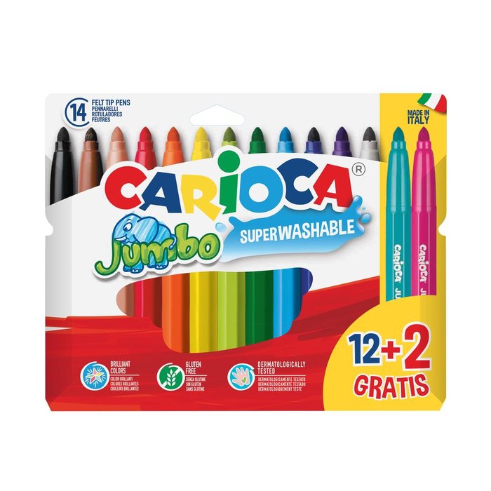 Rotulador Carioca Jumbo 12 Colores + 2 Gratis Universal Española