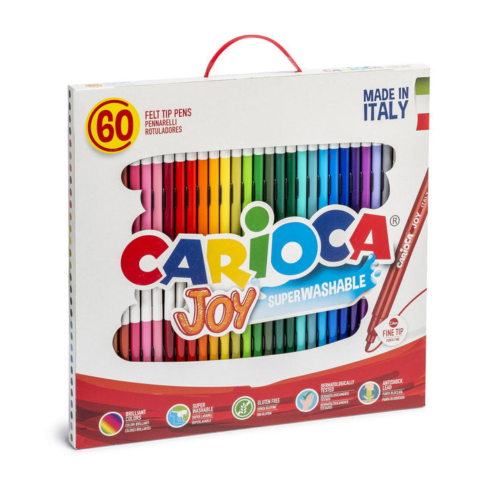 Estuche 60 rotuladores carioca joy punta 2.6 fina superlavable