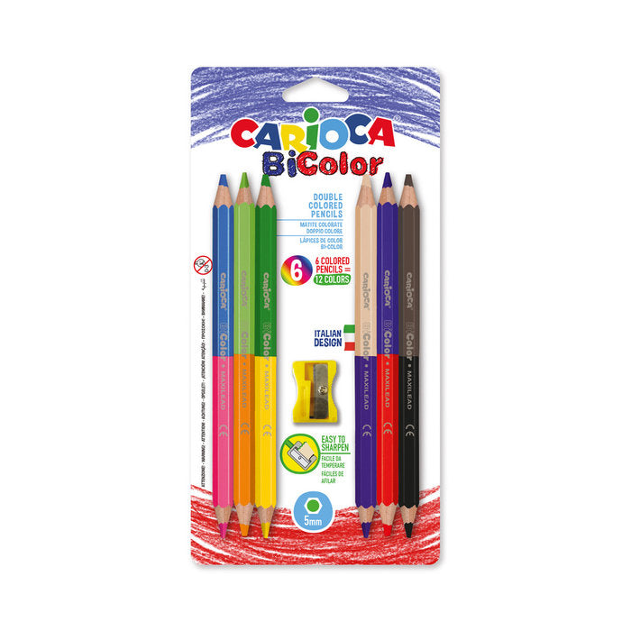 LAPIZ CARIOCA BI-COLOR MAXI BLISTER 6 COLORES SURTIDOS | 1 UNIDADES | (UNIVERSAL ESPAÑOLA S,A,) Imagen principal del producto