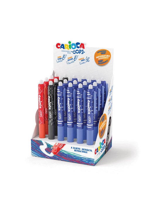 EXPOSITOR 24 BOLIGRAFOS BORRABLE CARIOCA OOPS RETRACTIL | 24 UNIDADES | (UNIVERSAL ESPAÑOLA S,A,) Imagen principal del producto
