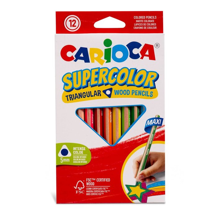 LAPIZ TRIANGULAR MAXI CARIOCA SUPERCOLOR 12 COLORES | 6 UNIDADES | (UNIVERSAL ESPAÑOLA S,A,) Imagen principal del producto