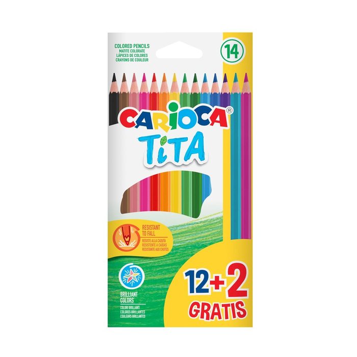 Estuche 12+2 Lapices de Colores Hexagonales Tita