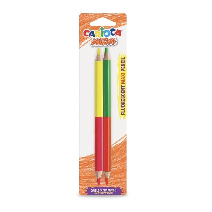 LAPIZ CARIOCA MAXI BICOLOR NEON 4 COLORES SURTIDOS | 12 UNIDADES | (UNIVERSAL ESPAÑOLA S,A,) Imagen principal del producto