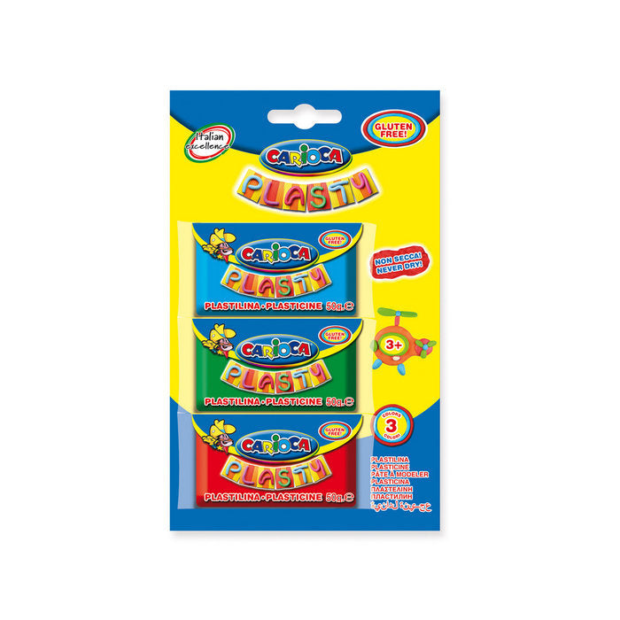 Plastilina Carioca 60 g Blister 3 Colores Surtidos Marca Universal Española Imagen principal del producto