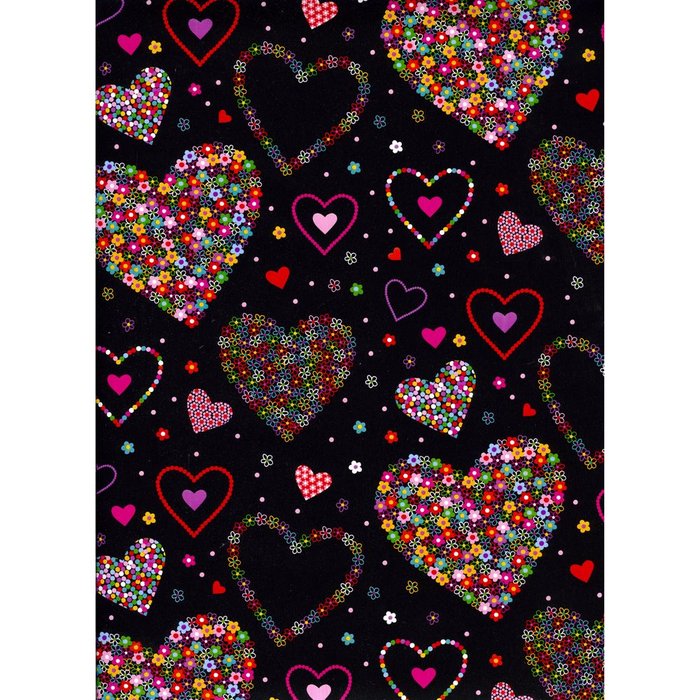 BOBINA PAPEL REGALO ANCHO 62CM CORAZONES FONDO NEGRO | SADOCH | 1 UNIDAD | 8006715271805 Imagen principal del producto