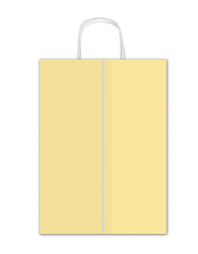 BOLSA REGALO ASA RETORCIDALUNARES AMARILLOS KRAFT 26X36X12C | SADOCH | 1 UNIDAD | 8006715293210