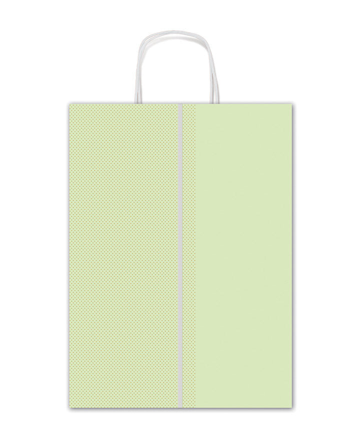 BOLSA REGALO ASA RETORCIDA LUNARES VERDE Y KRAFT 26X36X12CM | SADOCH | 1 UNIDAD | 8006715293272