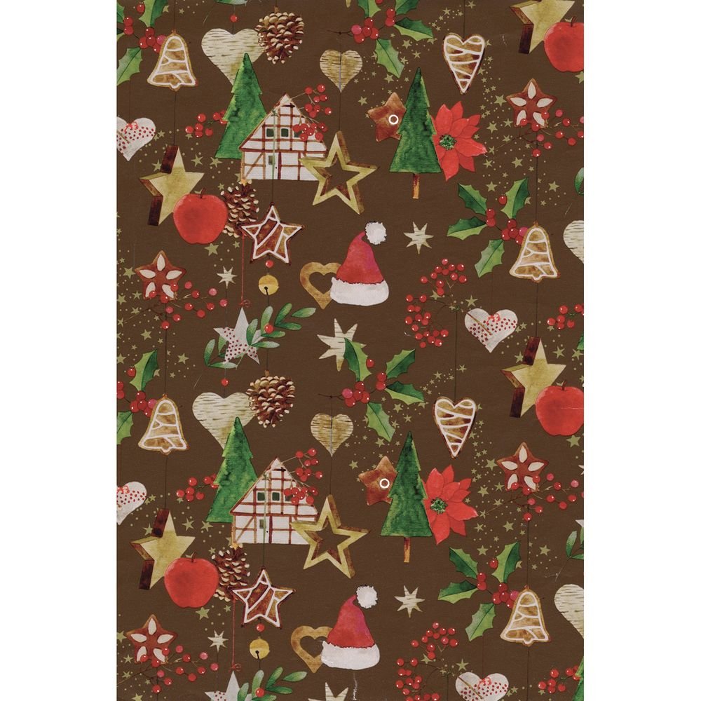 BOBINA PAPEL REGALO 31CM PINOS Y ADORNOS DE NAVIDAD MARRON | SADOCH | 1 UNIDAD | 8006715332278 Imagen principal del producto