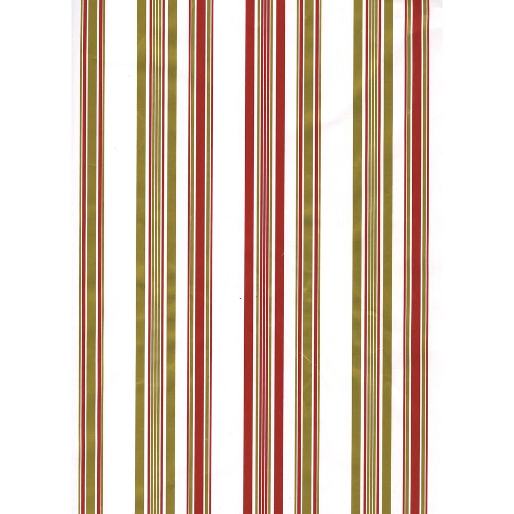 Bobina papel regalo 62 cm líneas rojo y oro Sadoch