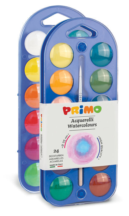 ACUARELA PRIMO24 COLORES 25 MM + 1 PINCEL | 1 UNIDADES | (PRIMO)