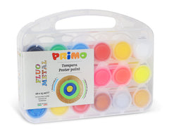 MALETIN 18 TEMPERA 25 ML COLORES INTENSOS, FLUO Y METALICOS | 1 UNIDADES | (PRIMO)