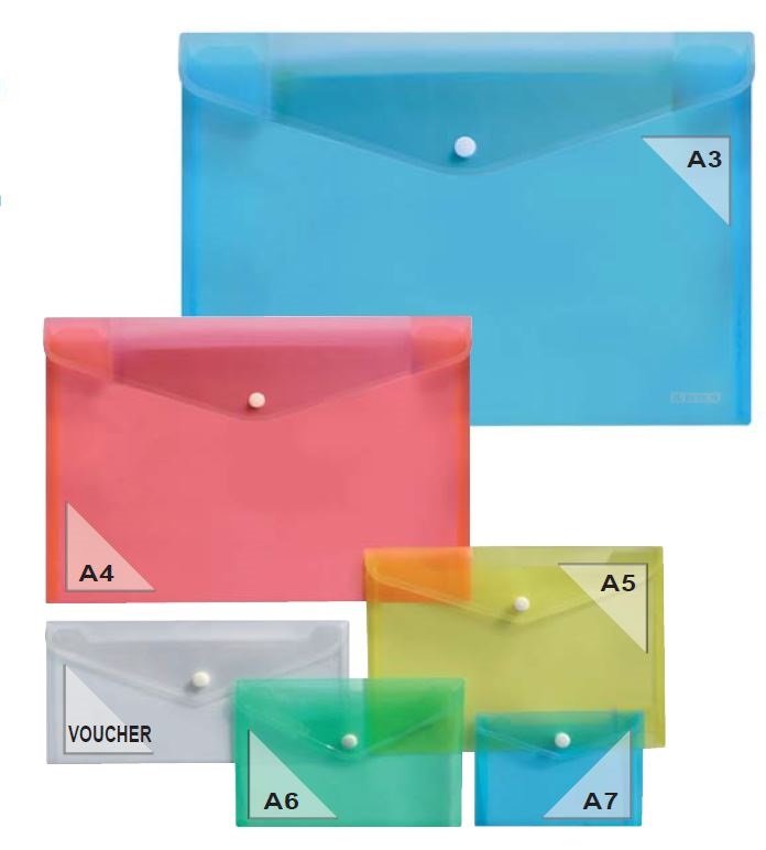 Pack 6 Sobres A3 Broche Botón Rojo Azul Transparente ARDA