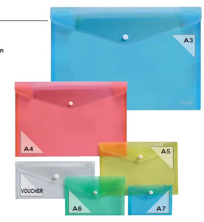 Pack 12 Sobres A4 Broche Botón Translucidos Surtidos ARDA