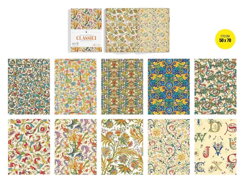 Cuaderno Papel Decorativo Clásicos 50x70 10 Papeles