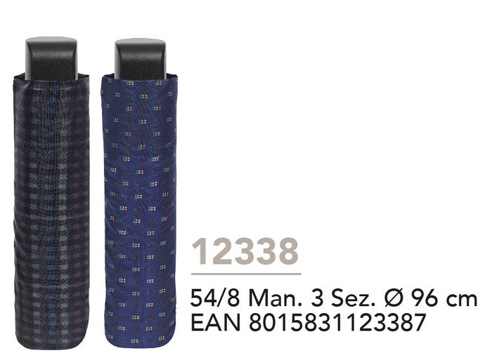 PARAGUAS HOMBRE PLEGABLE 54/8 MANUAL ESTAMPADO SURTIDO | PERLETTI | 1 UNIDAD | 8015831123387