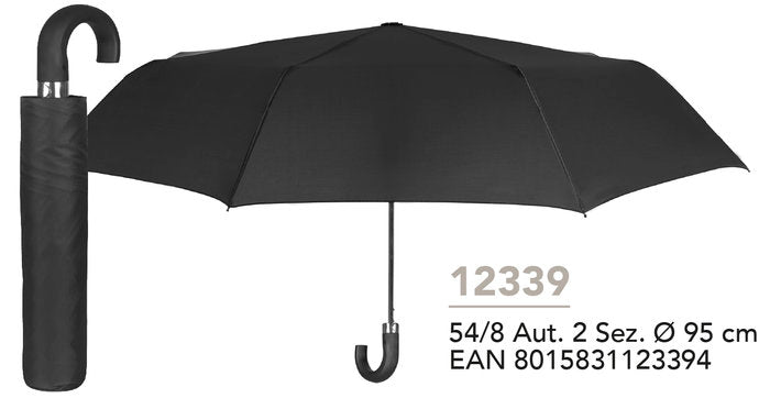 PARAGUAS HOMBRE PLEGABLE 54/8 AUTOMATICA NEGRO | PERLETTI | 1 UNIDAD | 8015831123394