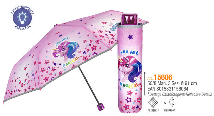 PARAGUAS INFANTIL PLEGABLE 50/8 MANUAL UNICORNIO | PERLETTI | 1 UNIDAD | 8015831156064 Imagen principal del producto