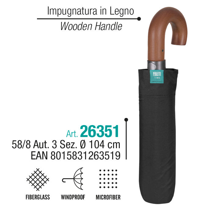 Paraguas Hombre Plegable 58/8 Automático Liso Marca Perletti Imagen principal del producto