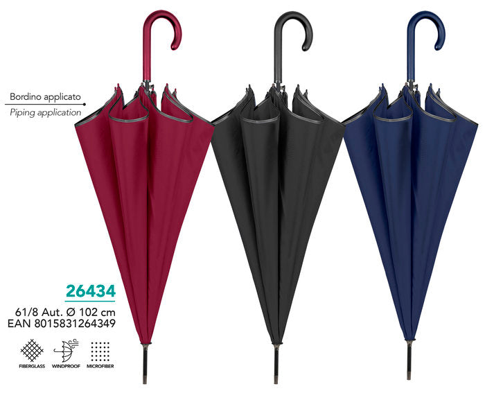PARAGUAS MUJER 61/8 AUT, COLORES SOLIDOS OSCUROS | PERLETTI | 1 UNIDAD | 8015831264349