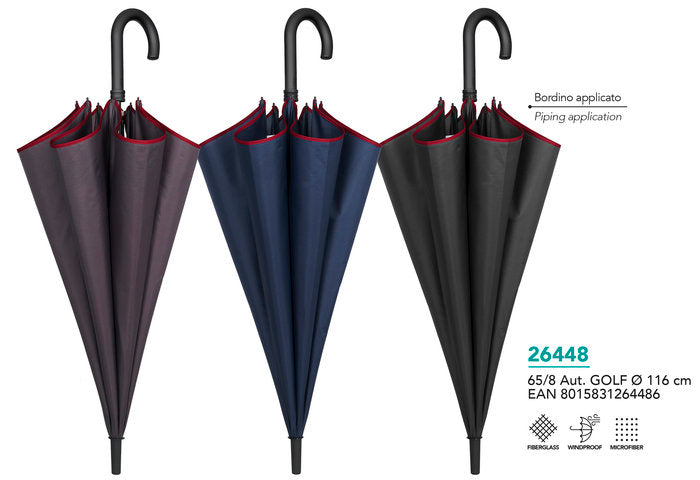 Paraguas Hombre Golf 65/8 Aut. Colores Sólidos con Borde PERLETTI Imagen principal del producto
