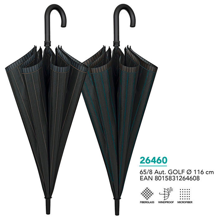 PARAGUAS HOMBRE GOLF 65/8 AUT, ESTAMPADO LINEAS | PERLETTI | 1 UNIDAD | 8015831264608