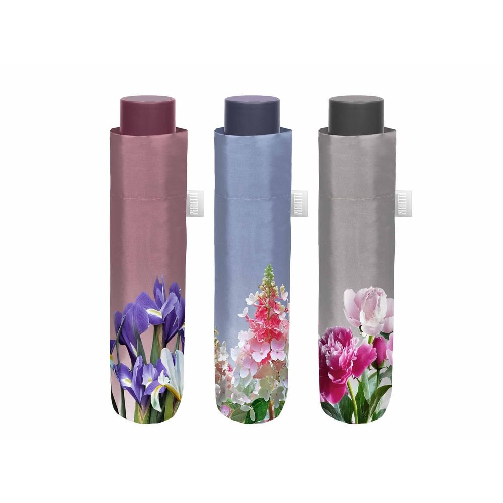 Paraguas Mujer Plegable 54/8 Man Colores Ribete Floral Marca Perletti