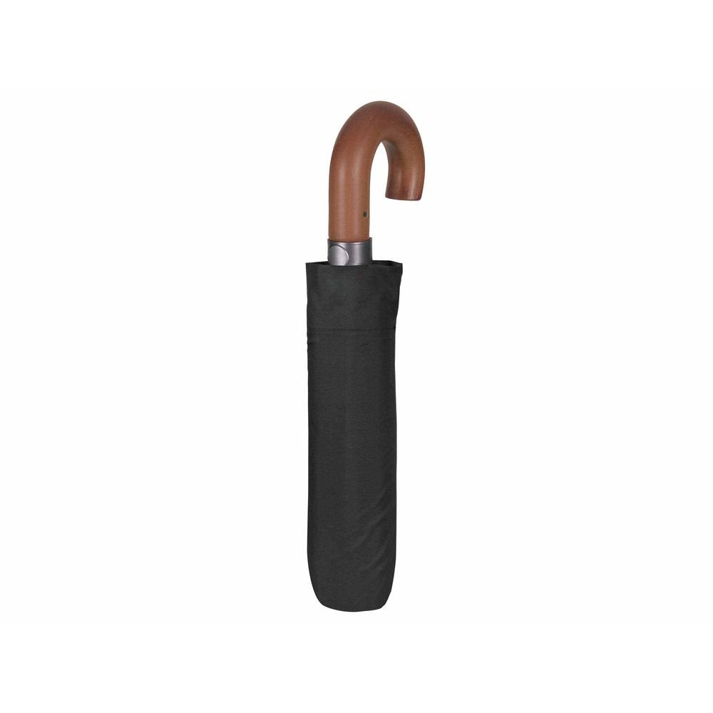 Paraguas Hombre Plegable 54/8 Aut Negro con Mango Curvo PERLETTI