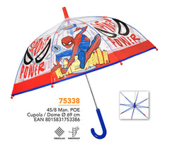 PARAGUAS INFANTIL 45/8 MAN, POE TRANSPARENTE SPIDERMAN | PERLETTI | 1 UNIDAD | 8015831753386