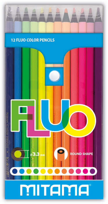 Lapices Redondos 12 Colores Lacados Fluor Mitama Papelera Básica Imagen principal del producto