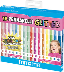 Set 16 Rotuladores Triangulares Glitter Y Pastel | Mitama Papeleria Basica | Pack 1 Unidades