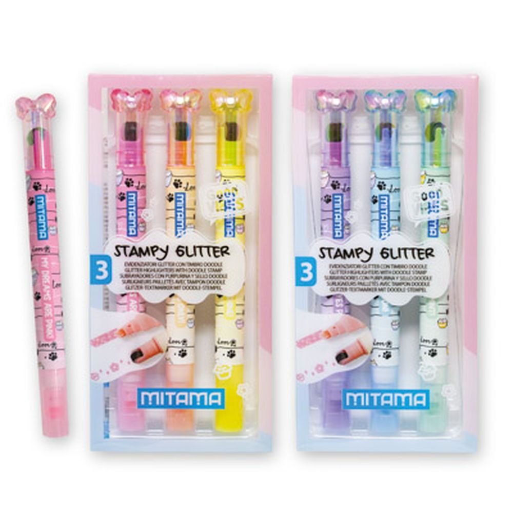 Set 3 Stampy Glitter Good Vibes Mitama Papeléria Básica Imagen principal del producto