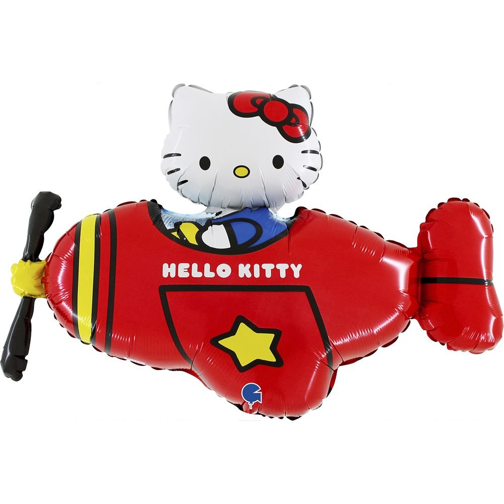 GLOBO AVION ROJO DE HELLO KITTY 76 CM | GRABO BALLOONS | 1 UNIDAD | 8050195516505