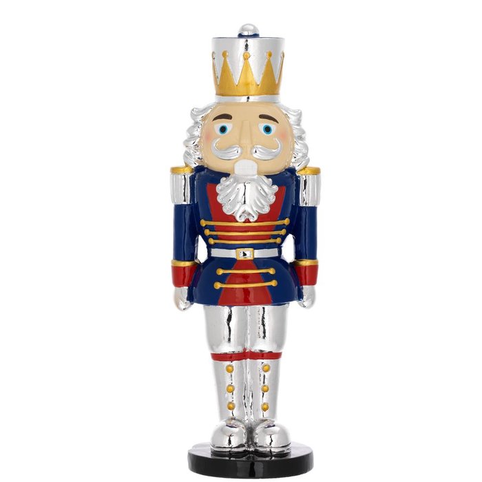 Figura Cascanueces Plateado Traje Azul 25 cm Bagutta + Caja Regalo