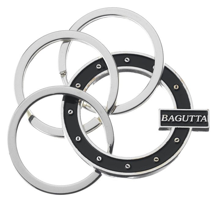 LLAVERO CIRCULAR NEGRO PLATEADO CON CLAVIJAS | BAGUTTA | 1 UNIDAD | 8050999818065