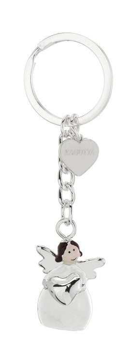 LLAVERO DE ANGEL BLANCO PLATEADO CON CORAZON | BAGUTTA | 1 UNIDAD | 8050999818447