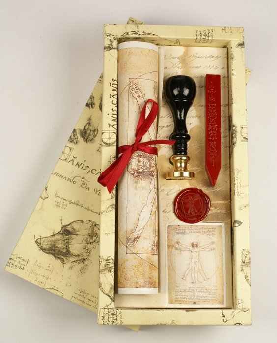 Set Lacre Sello Hombre de Vitruvio y Pergamino Rubinato Imagen principal del producto