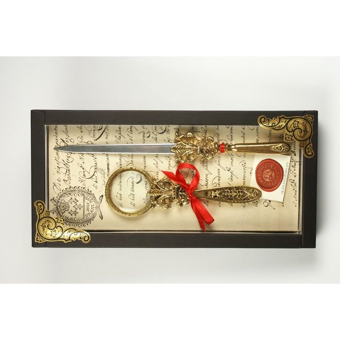 Set Lupa y Abrecartas Oro Flor de Lys Rubinato Imagen principal del producto