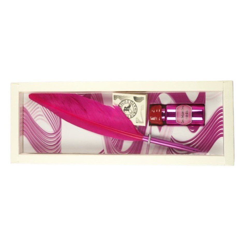 Set pluma con plumin metálico y tintero rosa Rubinato Imagen principal del producto