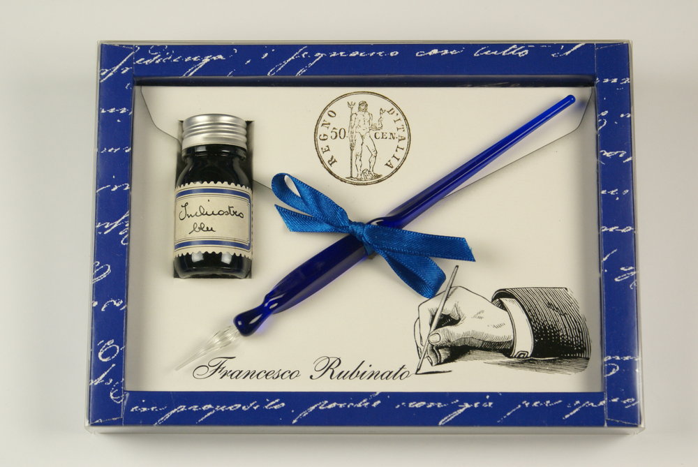 Set bolígrafo de cristal y tinta azul Rubinato Imagen principal del producto