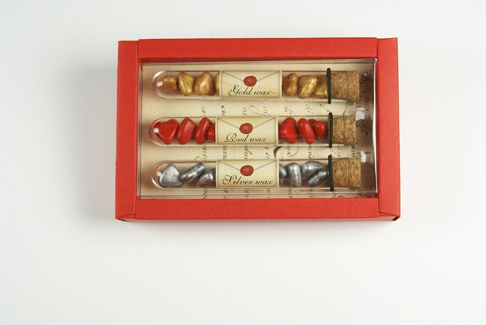 Set Lacre Cera en Tubo Forma de Corazones Rubinato Imagen principal del producto