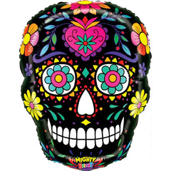 GLOBO CALAVERA DE AZUCAR NEGRA PODEROSA 56 CM | GRABO BALLOONS | 1 UNIDAD | 8055513254039